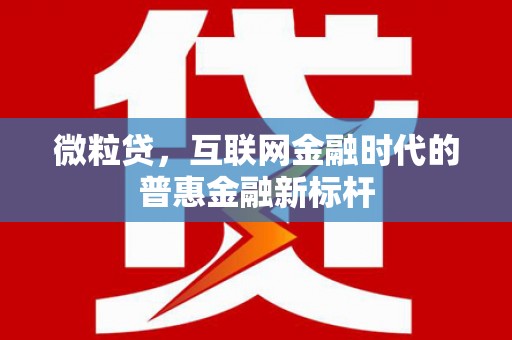 铜锣微粒贷，互联网金融时代的普惠金融新标杆