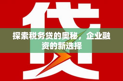 铜锣探索税务贷的奥秘，企业融资的新选择
