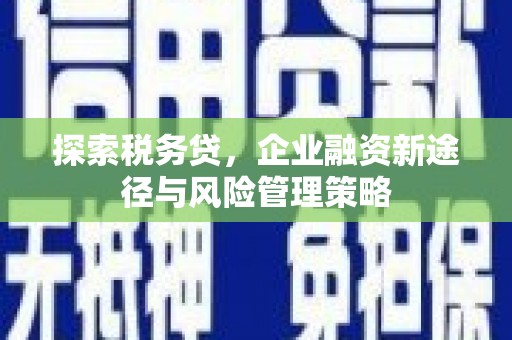 铜锣探索税务贷，企业融资新途径与风险管理策略