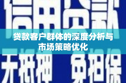 铜锣贷款客户群体的深度分析与市场策略优化