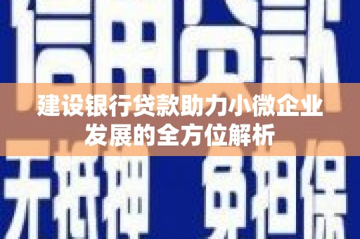 铜锣建设银行贷款助力小微企业发展的全方位解析