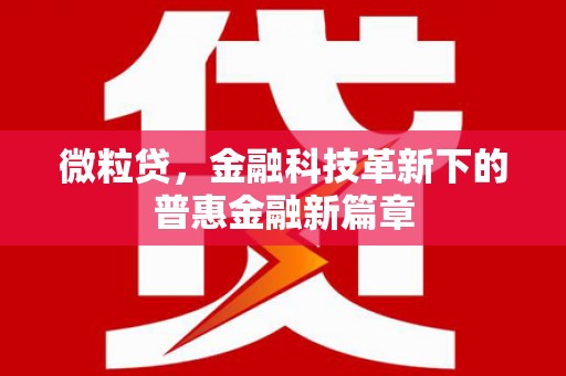铜锣微粒贷，金融科技革新下的普惠金融新篇章