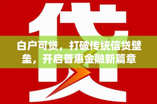 铜锣白户可贷，打破传统信贷壁垒，开启普惠金融新篇章